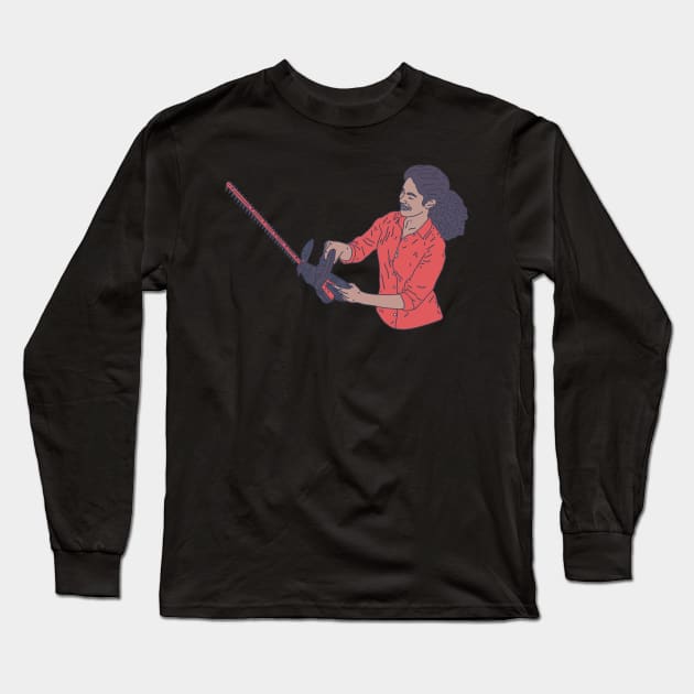 Bush Trimming - Hedge Shear - Handywoman Long Sleeve T-Shirt by DeWinnes